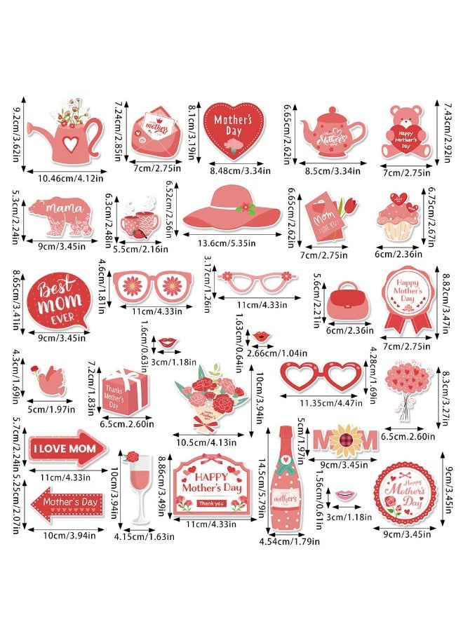 Mordely 30PCS Mother's Day Photo Booth Props Mother's Day Party Supplies Best Mom Ever Thank You Mum Centerpiece， Mom Gift from Daughter Son - Image 2